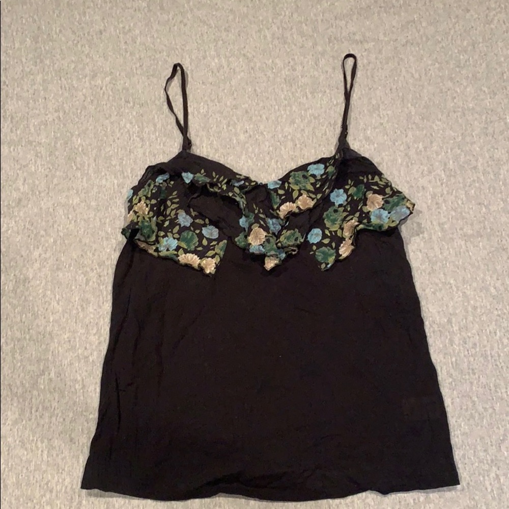 Free People Floral Print Flounce Tank Top